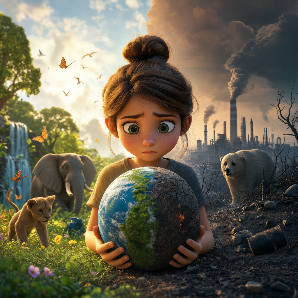 Pixar-style 3D render - Look up what's trending in the world right this moment - Generate an amazing and visually pleasing image. Makes you think a little bit, something a true creative would admire.