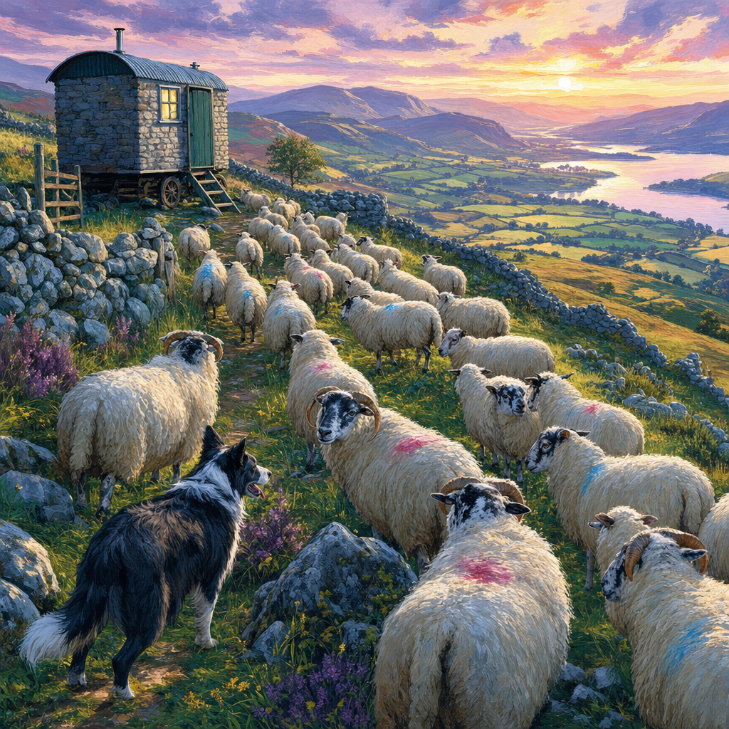 Dawn Sheep Hillside